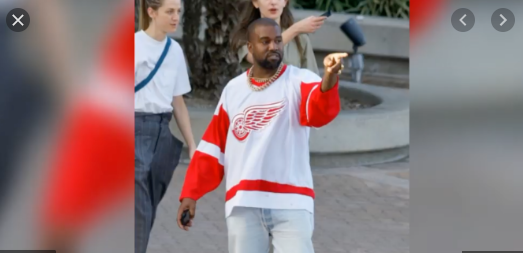 Kanye West spotted rocking Detroit Red Wings jersey